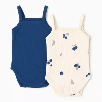 Комплект боди Крошка Я Blueberry 2 шт, рост 80-86, молочный