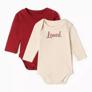 Комплект боди Крошка Я Loved, 2 шт., рост 62-68, бежевый