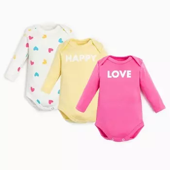 Комплект боди с длинным рукавом «Крошка Я» Love, 3 шт., рост 62-68 см
