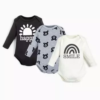Комплект боди с длинным рукавом «Крошка Я» Smile, 3 шт., рост 62-68 см