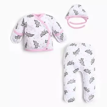 Комплект детский (3 предмета), цвет белый/коала, рост 62 см