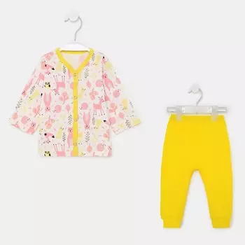 Комплект детский, цвет молочный/розовый, рост 68