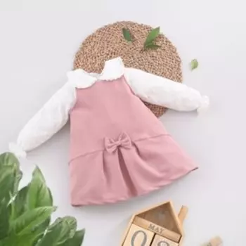 Комплект детский: футболка, сарафан, рост 80-86 см, цвет розовый