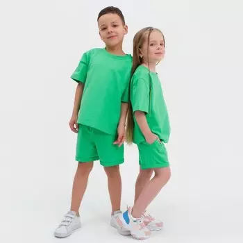 Комплект детский (футболка, шорты) KAFTAN Basic line, размер 30 (98-104 см), зелёный