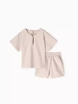 Комплект детский (футболка, шорты) MINAKU, бежевый, рост 86-92 см