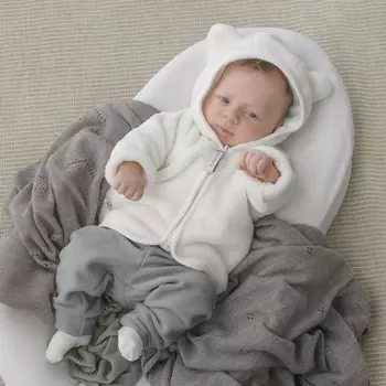 Комплект детский KinDerLitto «МедвежкА», 2 предмета: толстовка, штаны, рост 56-62 см, цвет молоко с серым