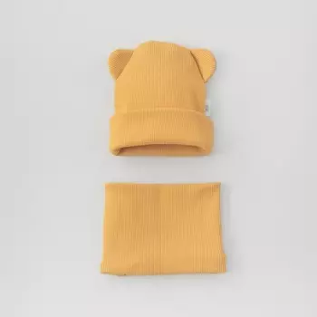Комплект детский KinDerLitto «Пикколино», 2 предмета: шапка, снуд, возраст 2-3 года, цвет горчица
