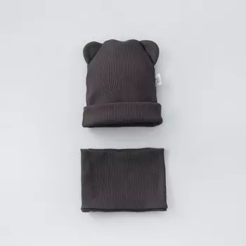 Комплект детский KinDerLitto «Пикколино», 2 предмета: шапка, снуд, возраст 2-3 года, цвет графит