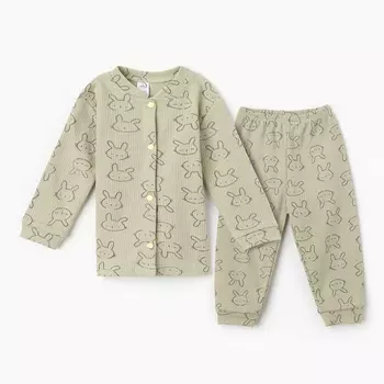 Комплект детский (лонгслив, штанишки), цвет оливка, рост 98 см