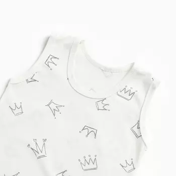 Комплект детский (майка, трусы на подгузник), цвет бежевый/корона, рост 74 см