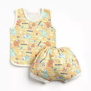 Комплект детский (майка, трусы на подгузник), цвет оранжевый/дино, рост 86 см