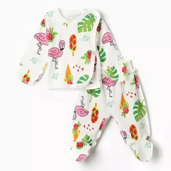 Комплект детский (распашонка, ползунки), цвет белый/фламинго, рост 56 см