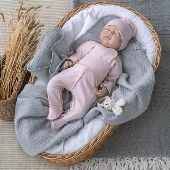 Комплект детский KinDerLitto «Первые цветы-1», 3 предмета, рост 50-56 см, цвет розовая пудра