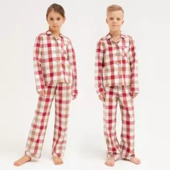 Комплект детский (рубашка, брюки) MINAKU: Home collection KIDS цвет красный, рост 134