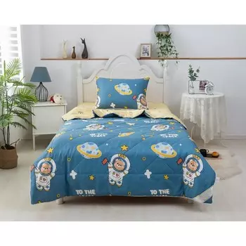 Комплект детский с одеялом Space, размер 160х220 см, 160х230 см, 50х70 см, цвет синий
