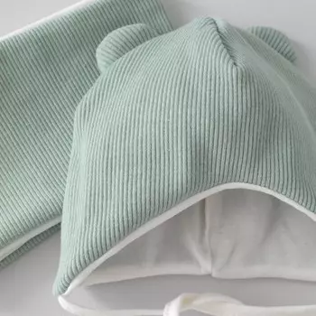 Комплект детский KinDerLitto «Орсетто», 2 предмета: шапка, снуд, возраст 3-6 месяцев, цвет полынь