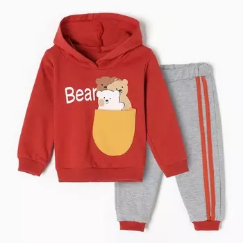 Комплект детский (толстовка/брюки), цвет кирпичный, рост 68 см