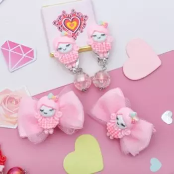 Комплект детский "Выбражулька" 3 предмета: 2 заколки, клипсы, девочки, цвет МИКС