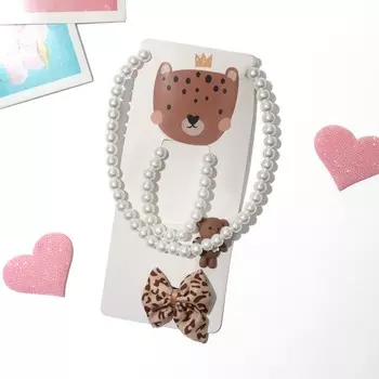 Комплект детский «Выбражулька» 4 предмета: 2 заколки, бусы, браслет, жемчуг, цветной