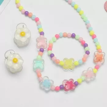 Комплект детский «Выбражулька» 4 предмета: 2 заколки, бусы, браслет, бабочки, цветной