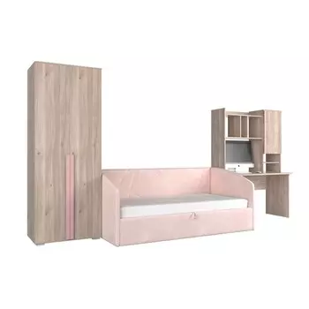 Комплект детской мебели «Лайк К12», ЛДСП, велюр, цвет дуб мария / роуз / нежно-розовый