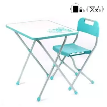 Комплект детской мебели с рисунком в стиле «Ретро», цвет бирюзовый