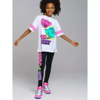 Комплект для девочек: футболка, легинсы, рост 128 см