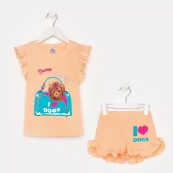 Комплект для девочи, цвет персиковый, рост 104