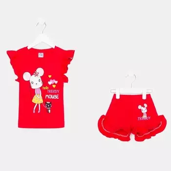 Комплект для девочи, цвет темно-красный, рост 98