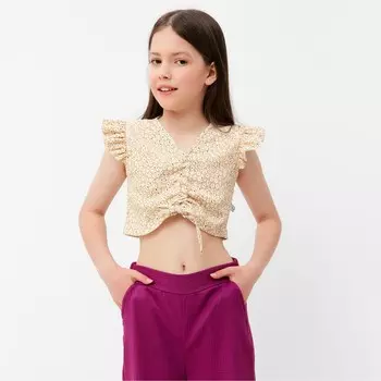 Комплект для девочки, цвет бежевый/фиолетовый, рост 128 см