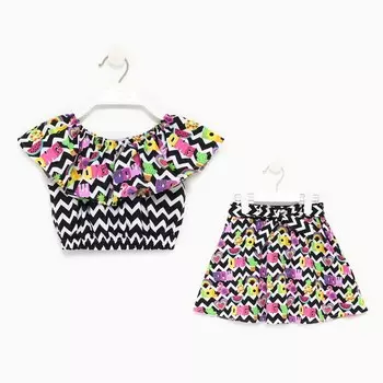 Комплект для девочки, цвет чёрный/белый, рост 110 см