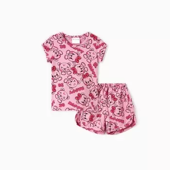 Комплект для девочки домашний (футболка/шорты) "Мишки", цвет розовый, рост 116