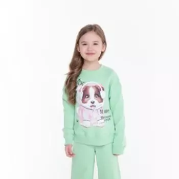 Комплект для девочки (джемпер,брюки), цвет салатовый/собачка, рост 104 см