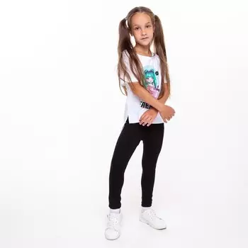 Комплект для девочки (футболка/лосины) А.КМ-735/1, цвет черный, рост 116