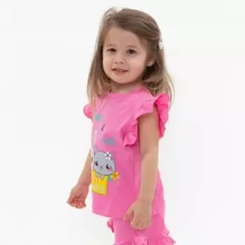 Комплект для девочки (футболка/шорты), цвет розовый, рост 104