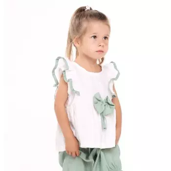 Комплект для девочки (футболка/штанишки), цвет белый/зелёный, рост 104см