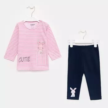 Комплект для девочки (кофточка, штанишки), розовый/синий, рост 74-80 см