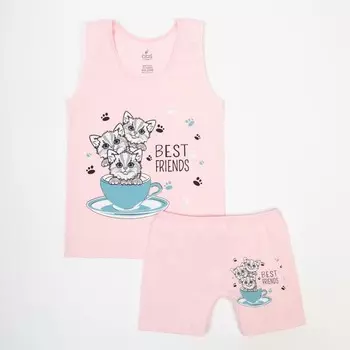 Комплект для девочки (майка/трусы), А.8623, цвет розовый, рост 110-116