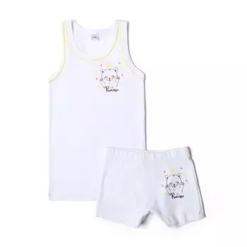 Комплект для девочки (майка, трусы), цвет белый, рост 140 см