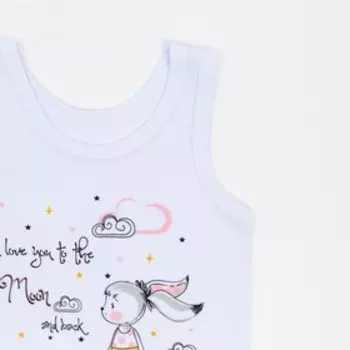 Комплект для девочки (майка, трусы), цвет белый/зайчик, рост 98 см