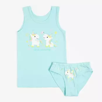 Комплект для девочки (майка,трусы), цвет голубой, рост 122 см