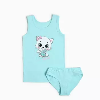 Комплект для девочки (майка, трусы), цвет голубой, рост 110-116 см