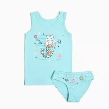 Комплект для девочки (майка, трусы), цвет голубой, рост 116-122 см