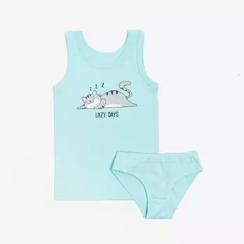 Комплект для девочки (майка/трусы), цвет мятный, рост 122 см