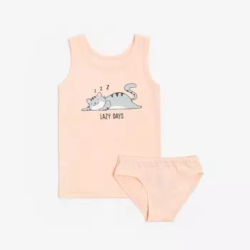 Комплект для девочки (майка/трусы), цвет персик, рост 110 см