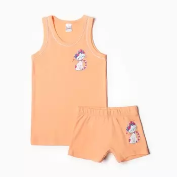 Комплект для девочки (майка, трусы), цвет персиковый, рост 140 см