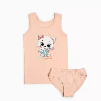 Комплект для девочки (майка, трусы), цвет персиковый, рост 110-116 см