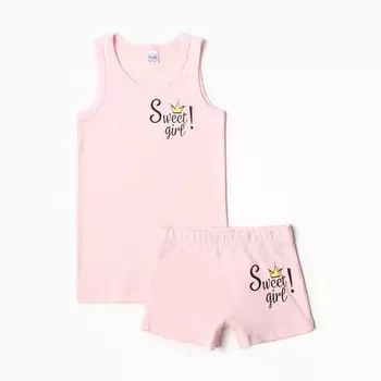 Комплект для девочки (майка, трусы), цвет пудра, рост 146 см