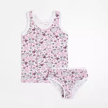 Комплект для девочки (майка, трусы), цвет розовый/сарафаны, рост 116 см