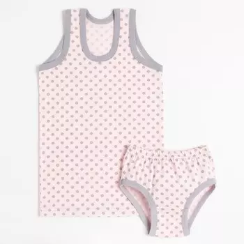 Комплект для девочки (майка, трусы), цвет розовый/горох, рост 92-98 см